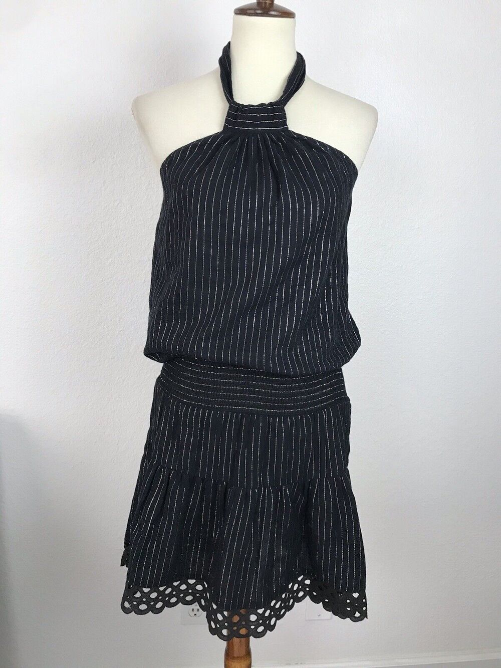 Corey Lynn Calter Dress Halter Mini Striped Tiered Festival Indie Coastal Chic